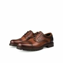 Derbies MARRON DENIM SIDE CUIR